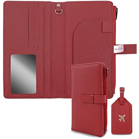 Sbrinnaliao Passport Holder for Women/Men, Passport Wallet Rfid Blocking, Premium Leather Passport Cover for Family, Travel Passport Book, Multifunctional Organizer Travel Essential (Wine red) Cover