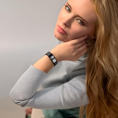 mnmoom Medical ID Bracelet for Women Men with QR Code, Digitalization Medical Alert Bracelets,Dynamic Web Information4