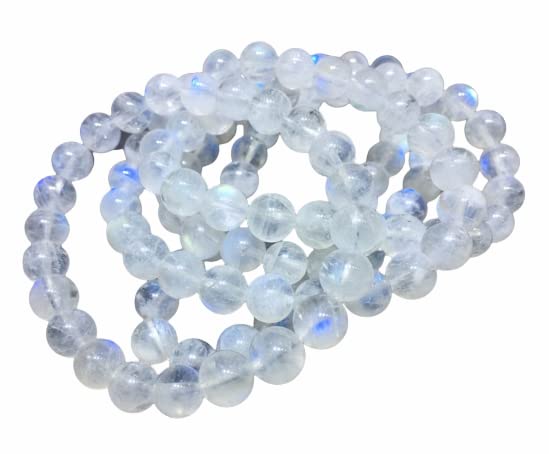 Bracelet en pierre de lune bleu aux perles hautement polies et gemmes précieuses