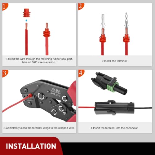 Image of Nilight 60PCS 10 Kits 1 Pin Waterproof Automotive Electrical Connector Kit | Quick Connect and Disconnect Male Female Pin 20-16AWG Terminal Wire Connectors for Car Truck Motorcycle Marine Boat