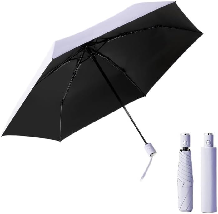 6 Bone Fully Automatic Black Rubber Sunshade Folding Sun Rain Umbrella