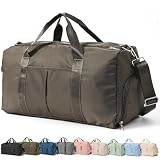 Taviigo ボストンバッグ 修学旅行 旅行バッグ キャリーオンバッグ 軽量 32L 大容量 3WAY 防水 コンパクト スポーツバッグ 1泊 2泊 (ブラウン)