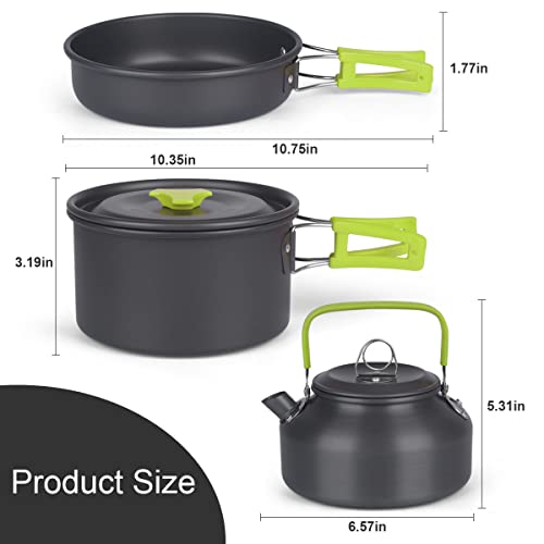 image for Bisgear Camping Cookware 18/8 Plates Outdoor Stove Kettle Pot Pan Mess