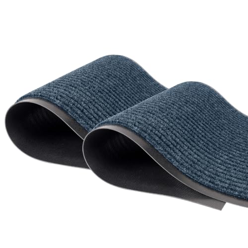 LuxUrux Premium Striped Blue Door Mat Set - 2-Pack, All-Weather, Easy-Clean, Waterproof, Low-Profile (24'' x 16'') - Stylish & Durable Mats for Entryways, Patios, Garages