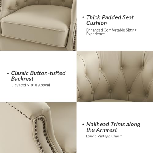 HULALA HOME Leather Swivel Rocker