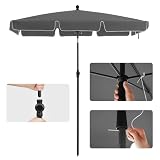 SONGMICS Parasol przeciwsłoneczny, prostokątny, 180 x 125 cm, ochrona przed promieniowaniem UV do UPF 50+, torba, z powłoką PA, do ogrodu, na taras, balkon, bez stojaka, szary GPU180G01