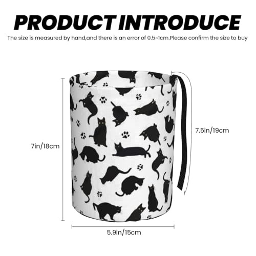 Image of Small Car Trash Can, Cute Black Cat Design Hanging Foldable Car Trash Bag, Waterproof Leakproof Garbage Bin, Car Interior Organizer Accessories