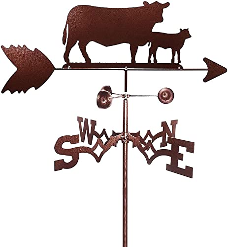Veleta de Viento para Techo - Nueva Forma Creativa de Vaca y Pantorrilla Veleta Escultura Patrón Modelo Granja Veleta Vaca y Pantorrilla Forma Casa de Campo Veleta Hierba Fuente-Jardín Césped Exteri