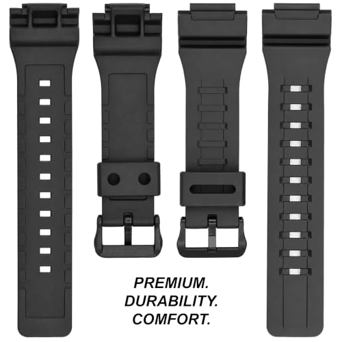 Image of DBLACK ''CDS17'' 18mm Resin Watch Strap / / Compatible Strap For Casio DW-291H Watch Model (Black)