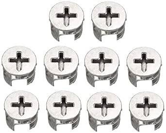 Furniture Cam Lock Nut Connectors Fittings 15x11mm for Cabinet Drawer Wardrobe Furniture Beds Chairs Cam Lock Slotted Screw Fittings 10pcs