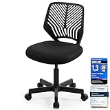 Ergoreal Ergonomischer Bürostuhl ohne Armlehne, Bürostuhl mit Rollen & Höhenverstellung, Bürostuhl Cozy mit Ergonomischer Rückenlehne,Homeoffice/Arbeitszimmer/Studienzimmer (Tiefe Schwarz)