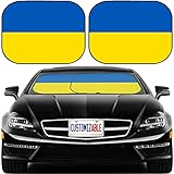 Ukraine Flag Car Windshield Sun Shade Ukrainian Flag Car Sunshade, 2 Piece Foldable Universal Fits Car, SUV, Sedan, Truck, Block Sun Glare, UV and Heat, Protect Car Interior