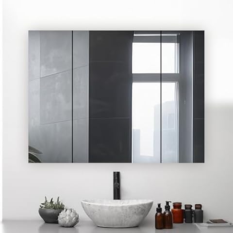 AQUADOM Royale 48"x30"x5" Medicine Cabinet Defogger, 3X LED Lighted Vertically Adjustable Magnifying Mirror, Electrical Outlets, Magnetic Organizer, Recessed or Surface Mount Cover