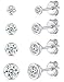 Damen Ohrstecker Silber 925- 4 Paar Klein Sterling Silber Stäbe Ohrstecker Ohrringe Set mit Zirkonia Schlafen Knorpel Tragus Modeschmuck für Damen Herren Geschenke 2/3/4/5mm