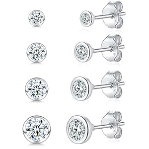 Kleine Ohrstecker für Damen Herren Mädchen – ohrstecker silber 925 gold silber winzige runde Zirkonia Sterling Silber Ohrstecker CZ kleine Knorpel Tragus Ohrringe (2/3/4/5 mm)
