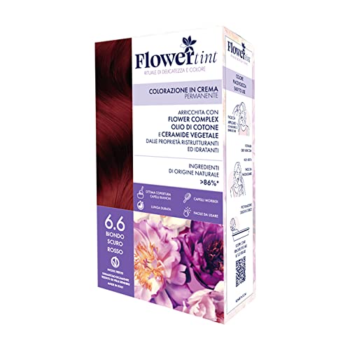 PUROBIO FLOWER TINT - COLORAZIONE 6.6 BIONDO SCURO ROSSO IN CREMA PERMANENTE ECOBIO VEGANO