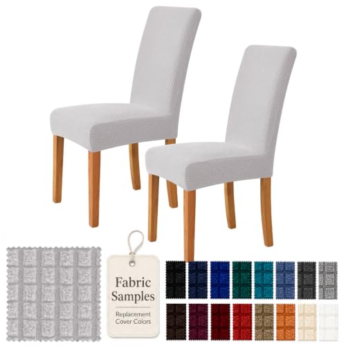 YEMYHOM Dining Chair Covers Set of 2, Stretch Parsons Chair Slipcovers, Super Soft Removable Washable Kitchen Chair Protector Cover for Dining Room, Restaurant, Banquet (Silver Gray)