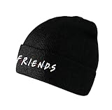 Waldeal Friend Beanie Hat for Men Women, Knit Plain Winter Caps Warm Soft Stretchy Cuffed Beanie Black