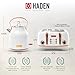Haden Heritage 4 Slice Wide Slot Stainless Steel Toaster Bundled with 1.7 Liter Stainless Steel Electric Water Kettle, Ivory & Copper