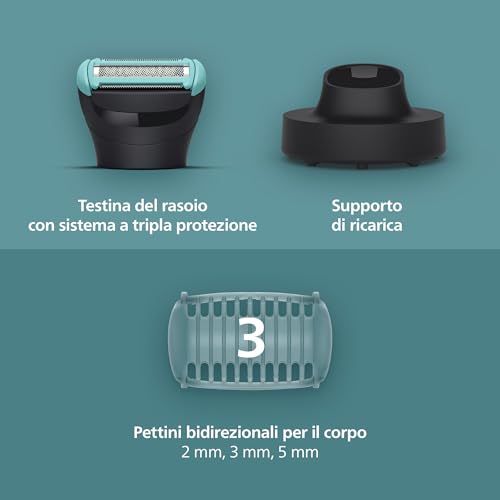 Philips Bodygroom Serie 5000 - Rifinitore per uomo con Sistema a tripla protezione, Rifinitura e rasatura intima, Impermeabile al 100%, 100 minuti di autonomia, Modello BG5485/30 - Immagine 2