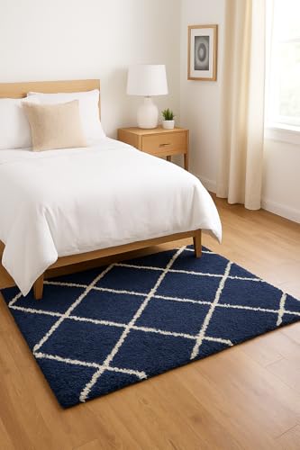 Image of Carpet for Hallway, Kitchen, and Modern Interiors, Cozy Shag Runner for Living Room, Entryway & Office Decor Size 3x5 feet Blue B