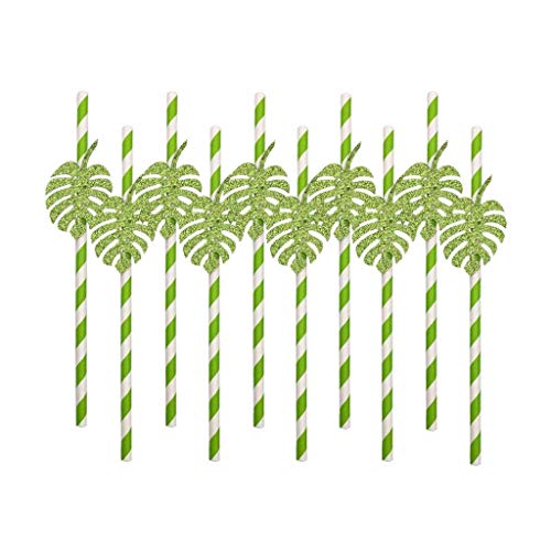 10 pitillos de papel decorados para fiestas hawaianas miniatura 2