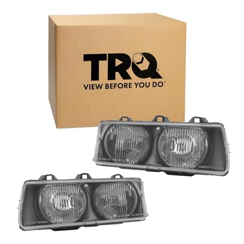 Image of TRQ 2 Piece Headlight Assembly Set Driver & Passenger Side Compatible with 92-98 318i 92-97 318is 95-99 318ti 98-99 323i 323is 92-95 325i 325is 96-99 328i 328is M3 BM2502101 BM2503101