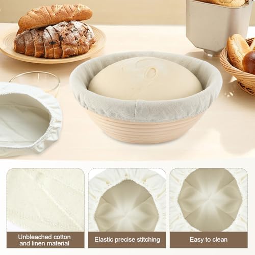 HMCEY 6 Stück Abdeckhaube Gärkorb Rund und Oval,Gärkörbchen Leineneinsatz mit Gummibund,Gärfolie für Brot Gärhaube,Gärtuch Bäckerleinen Wiederverwendbar für Bäckerei, Backwarenladen - 3 Größen