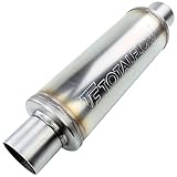 TOTALFLOW 20421 Straight Through Universal Exhaust Muffler - 409 Stainless Steel - 4 Inch Inner Diameter Inlet / Outlet