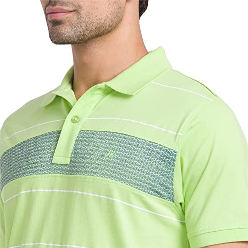 Image of Raymond Men's Pure Cotton Print Pattern Modern Fit Polo Collar Polo Neck Half Sleeve Casual T-Shirt