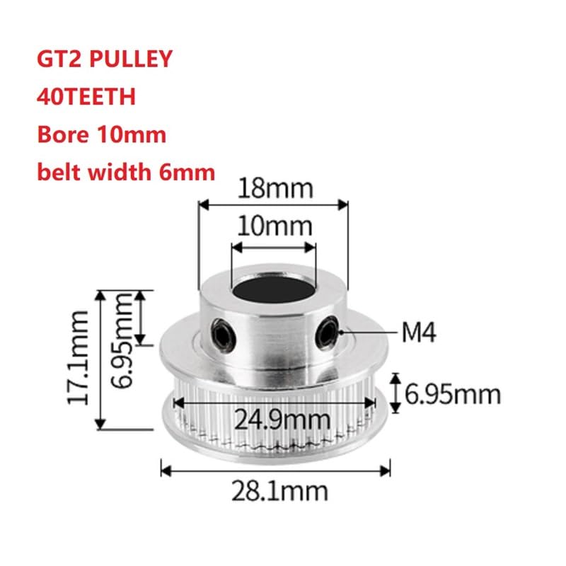 GT2 40 zębów aluminiowe koło pasowe rozrządu otwór koła 8mm szerokość paska zębatego 6mm 2GT do drukarki 3D(5mm,10pcs 6mm)