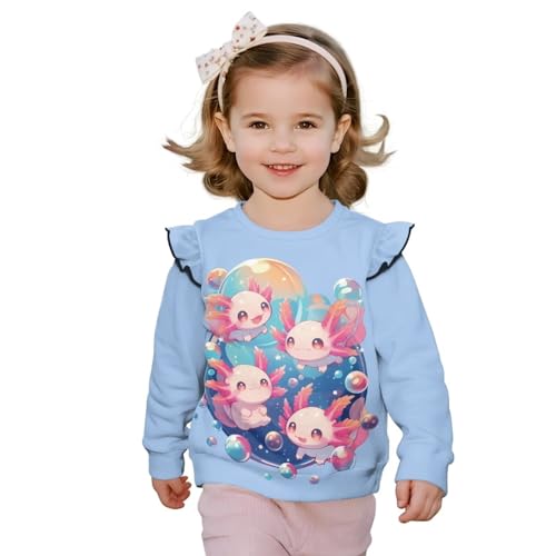 Cute Tops for Girls Ruffle Long Sleeve Sweatshirt Crewneck Pullover Top Soft Comfy Clothes for Girls 1-8 Years