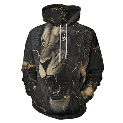 Sweat à capuche hommes lion pull décontracté idéal pour le streetwear urbain
