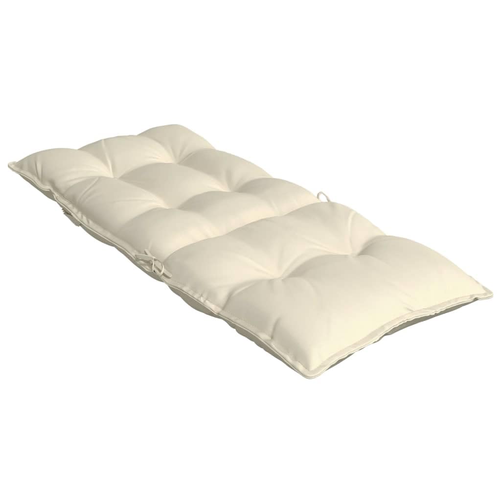6er Set Hochlehner-Auflagen Creme Oxford-Gewebe 120 x 50 x 7 cm Gartenstuhlauflagen Polsterauflagen für Hochlehner-Gartenstühle Stuhlkissen mit Gummiband