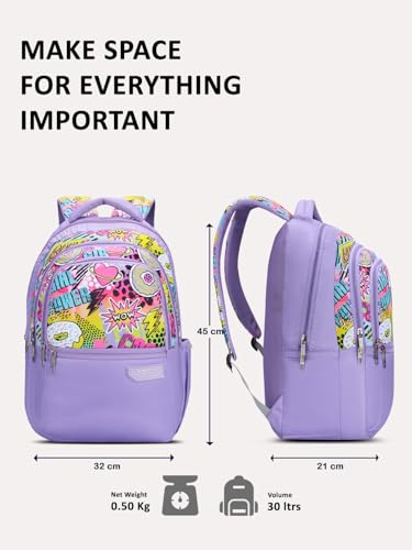 Image of Lavie Sport Power 30L Purple Backpack |Organizer & Bottle Holder |Gift for Men, Women, Boys, Girls | Laptop Sleeve for School & College