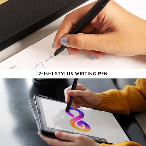 Image of DOODLE Undated Executive Diary Gift Set | A5 160 Pages PU Leather Notebook + Stylish Pen with Stylus | All Packed in a Beautifully Packaged in an Elegant Gift Box (Black)