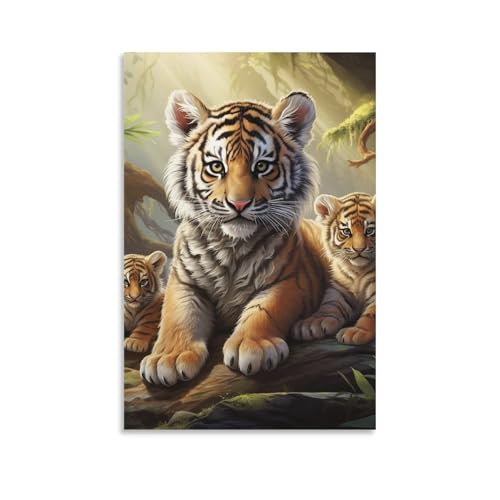 Toile Tigres de la jungle - Poster mural sans cadre esthétique pour salon 60x90