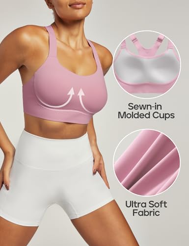 Image of Heathyoga Medium-High Support Sports Bras for Women Molded Cup Adjustable Strappy Sports Bra Supportive Bras for Yoga
