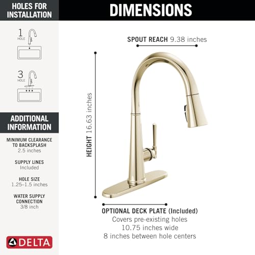 Image of Delta Faucet Emmeline Gold Kitchen Faucet, Kitchen Faucets with Pull Down Sprayer, Kitchen Sink Faucet, Gold Faucet for Kitchen Sink with Magnetic Docking, Lumicoat Champagne Bronze 9182-CZ-PR-DST