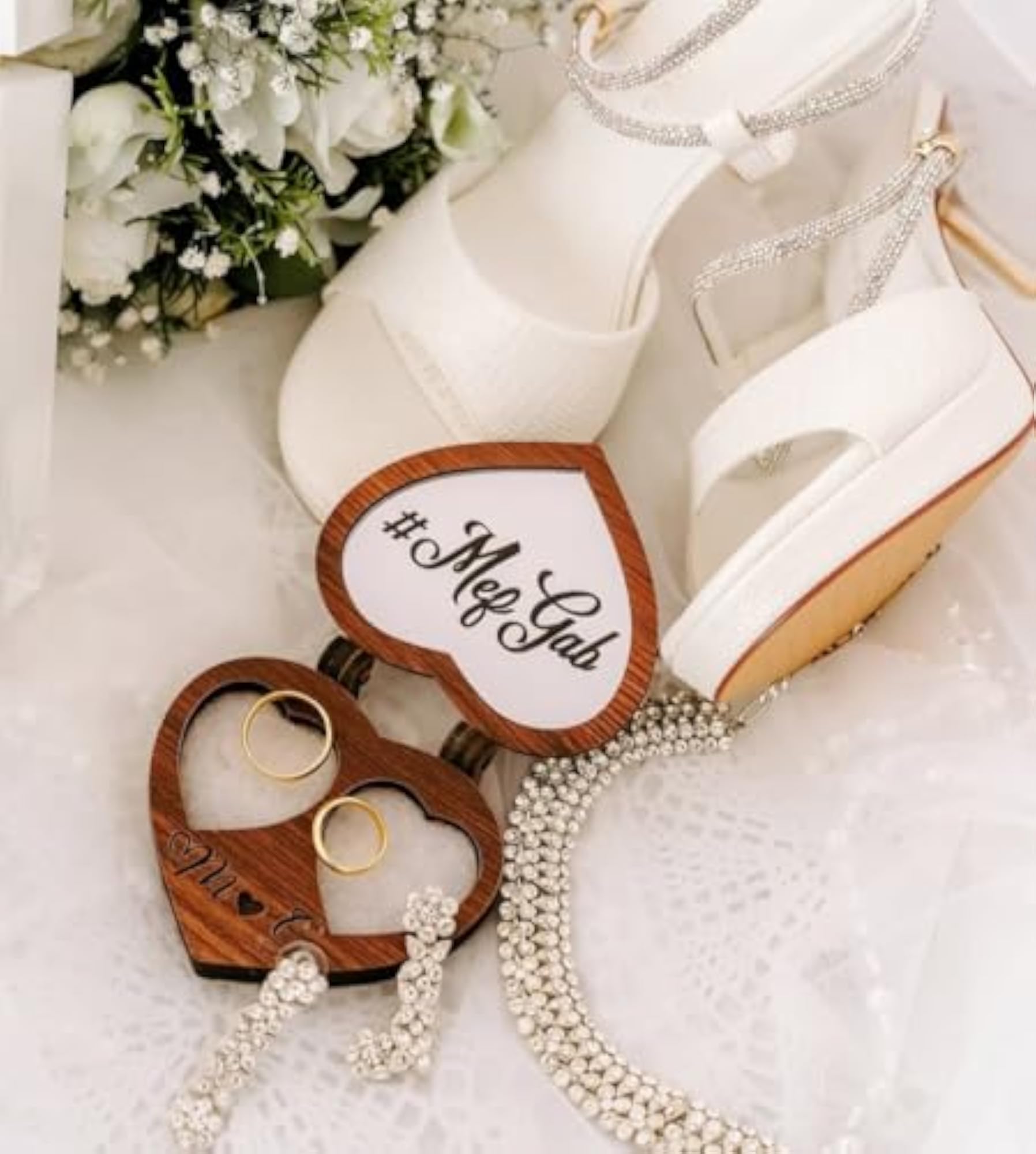 Wooden Heart Shape Ring Box with Mirror, Custom Gift Item