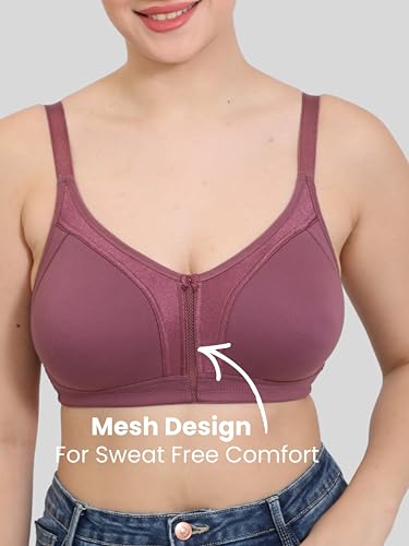 Image of GLAMORAS Women Cotton Spandex Non Padded & Non Wired Minimizer Everyday Bra| Structured for Bounce Control with Full Coverage & Broad Side Wings Prevents Side Spillage