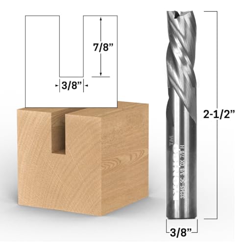 Image of YONICO Downcut Router Bits Spiral 3 Flute Solid Carbide CNC End Mill 3 /8-Inch Dia. 3 /8-Inch Shank 32345-SC
