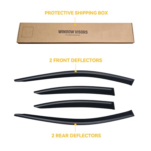 Image of Rain Guards Window Visor for 2025-2026 Toyota Camry Out-Channel | Shields Vent Deflector Shade Wind Dark Smoke 25 26, Tape-On Inside-Mount, 4PCS