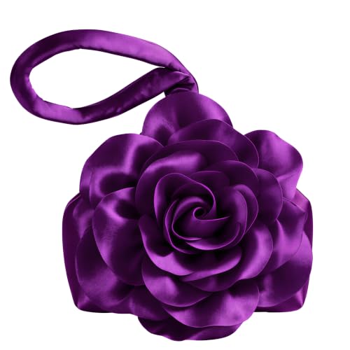 Image of BABEYOND Women's Flower Satin Evening Bags Triangle Clutch Purses