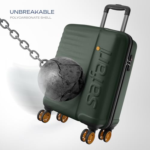 Image of Safari Cabin Insignia 8 Wheels 55cm Size Trolley Bag, TSA Lock, Hard Case Polycarbonate, 360º Wheeling Carry-on Luggage, Travel Bag, Suitcase for Travel, Trolley Bags for Travel, Deep Forrest
