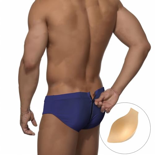 Evankin Men's Brief Underwear Low Waisted Brief Swimming Pants Sexy Back Zipper with Cup Swimming Shorts Beach Pants3