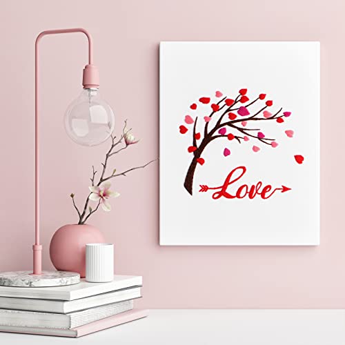Image of Louise Maelys Love Heart Tree Embroidery Kit for Adults, Romantic DIY Craft | Needlepoint Kit with Pre-Printed Fabric, Hoop, Threads, Needles and Guide. Craft Kits for Adults with Love Design
