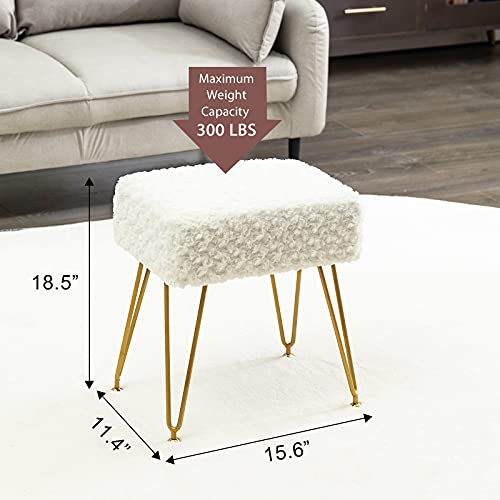 image for LUE BONA Modern Mink Square Footstool Ottoman Bench, Flower Pattern Fu