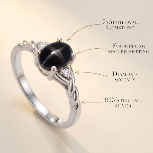 Image of Rylos Sterling Silver Classic Birthstone Ring - 7X5MM Oval Gemstone & Diamonds - Women's Jewelry, Sizes 5-10
