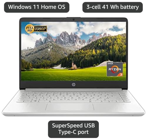 Image of HP 14'' Full HD Screen Laptop, AMD Ryzen 3 3250U Processor, 8GB DDR4 RAM, 512GB SSD, USB Type-C, Wi-Fi, HD Webcam, HDMI, Windows 11 Home, Silver